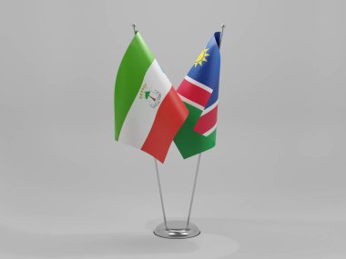 Namibya - Ekvator Ginesi İşbirliği Bayrakları, Beyaz Arkaplan - 3D Render