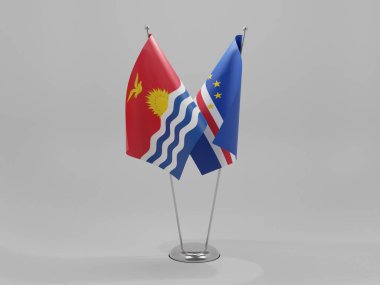 Cape Verde - Kiribati İşbirliği Bayrakları, Beyaz Arkaplan - 3D Render