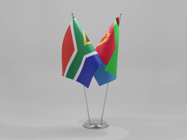 Eritre - Güney Afrika İşbirliği Bayrakları, Beyaz Arkaplan - 3D Render