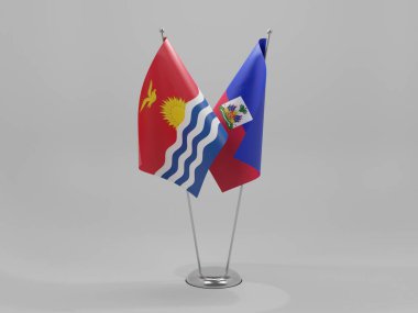 Haiti - Kiribati İşbirliği Bayrakları, Beyaz Arkaplan - 3D Render