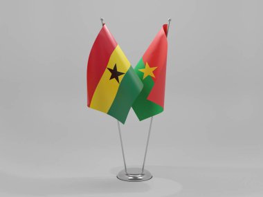 Burkina Faso - Gana İşbirliği Bayrakları, Beyaz Arkaplan - 3D Render