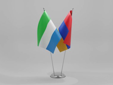 Ermenistan - Sierra Leone İşbirliği Bayrakları, Beyaz Arkaplan - 3D Render