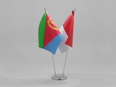 Endonezya - Eritre İşbirliği Bayrakları, Beyaz Arkaplan - 3D Render