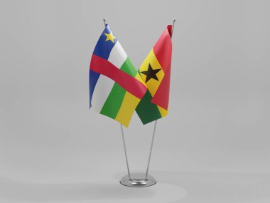 Gana - Orta Afrika Cumhuriyeti İşbirliği Bayrakları, Beyaz Arkaplan - 3D Render