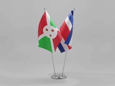 Kosta Rika - Burundi İşbirliği Bayrakları, Beyaz Arkaplan - 3D Render