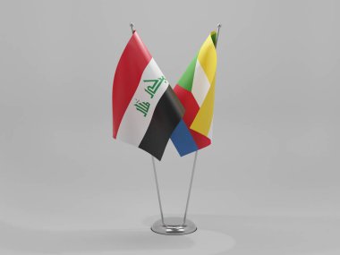 Komoros - Irak İşbirliği Bayrakları, Beyaz Arkaplan - 3D Yapılandırma