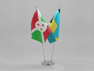 Bahamalar - Burundi İşbirliği Bayrakları, Beyaz Arkaplan - 3D Render