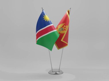 Karadağ - Namibya İşbirliği Bayrakları, Beyaz Arkaplan - 3D Hazırlama