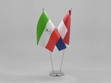 Hollanda - Ekvator Ginesi İşbirliği Bayrakları, Beyaz Arkaplan - 3D Render
