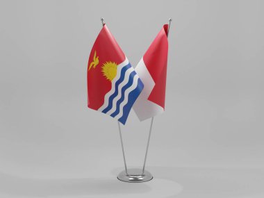 Endonezya - Kiribati İşbirliği Bayrakları, Beyaz Arkaplan - 3D Render