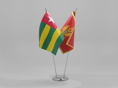 Karadağ - Togo İşbirliği Bayrakları, Beyaz Arkaplan - 3D Hazırlama