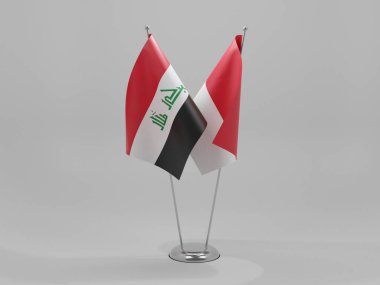 Monako - Irak İşbirliği Bayrakları, Beyaz Arkaplan - 3D Render