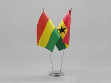 Gana - Bolivya İşbirliği Bayrakları, Beyaz Arkaplan - 3D Render