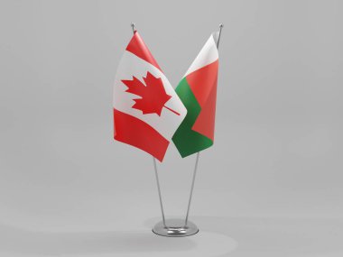 Madagaskar - Kanada İşbirliği Bayrakları, Beyaz Arkaplan - 3D Render