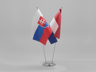 Hollanda - Slovakya İşbirliği Bayrakları, Beyaz Arkaplan - 3D Render