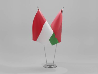 Belarus - Monako İşbirliği Bayrakları, Beyaz Arkaplan - 3D Render