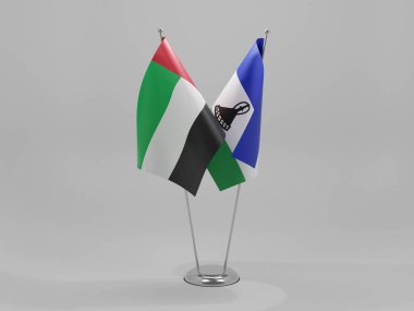 Lesotho - Birleşik Arap Emirlikleri İşbirliği Bayrakları, Beyaz Arkaplan - 3D Render