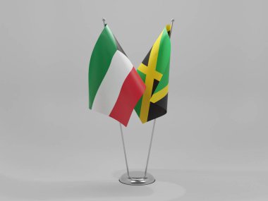 Jamaika - Kuveyt İşbirliği Bayrakları, Beyaz Arkaplan - 3D Render