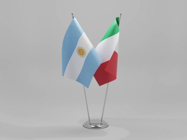 İtalya - Arjantin İşbirliği Bayrakları, Beyaz Arkaplan - 3D Hazırlama