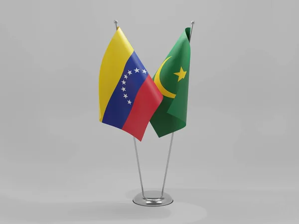 Mauritanie Drapeaux Coopération Venezuela Fond Blanc Render — Photo