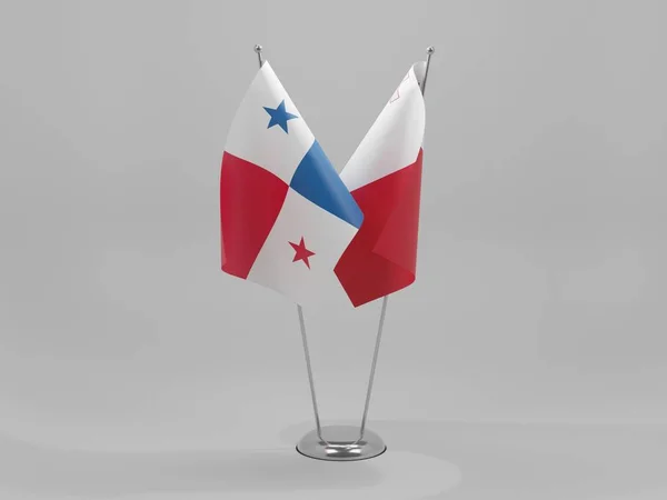 Malta Panama Cooperation Flags White Background Render — Stock Photo, Image