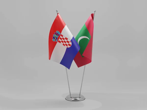 Maldivas Croácia Bandeiras Cooperação Fundo Branco Render — Fotografia de Stock