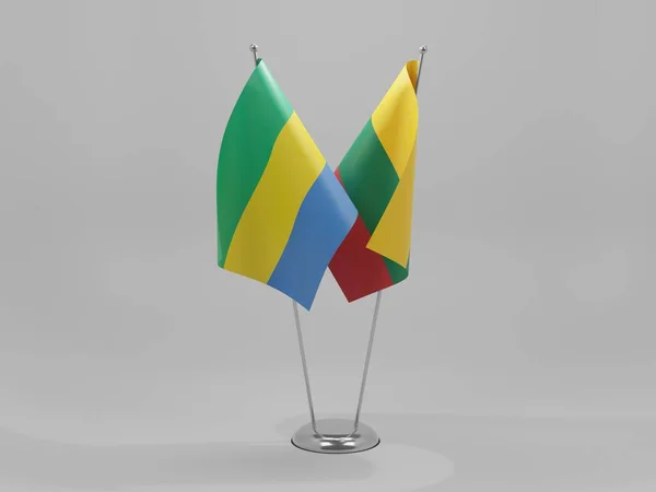 Lituania Gabón Banderas Cooperación Fondo Blanco Render — Foto de Stock