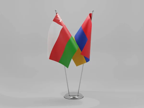 Armenien Oman Kooperationsfahnen Weißer Hintergrund Render — Stockfoto