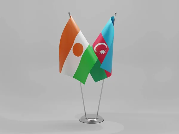 Azerbaijão Bandeiras Cooperação Níger Fundo Branco Render — Fotografia de Stock