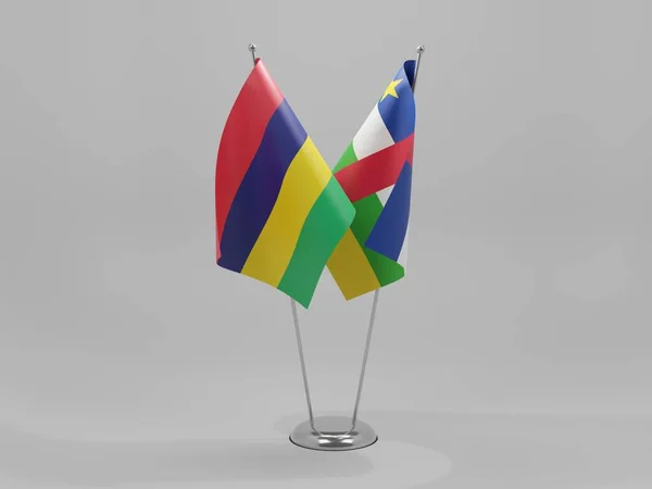 República Centroafricana Mauricio Banderas Cooperación Fondo Blanco Render — Foto de Stock