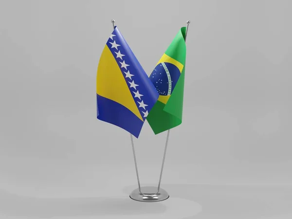 Brasil Bandeiras Cooperação Bósnia Herzegovina Fundo Branco Render — Fotografia de Stock