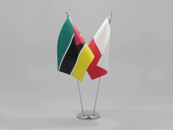 Polonia Banderas Cooperación Mozambique Fondo Blanco Render —  Fotos de Stock