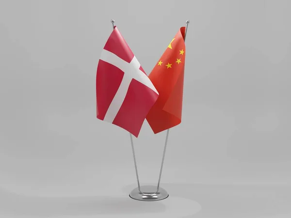 Kina Danmark Flaggor För Samarbete Vit Bakgrund Render — Stockfoto