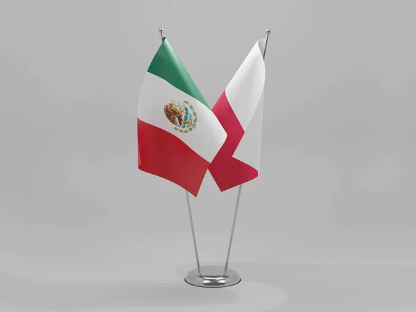 Polonia Banderas Cooperación México Fondo Blanco Render — Foto de Stock