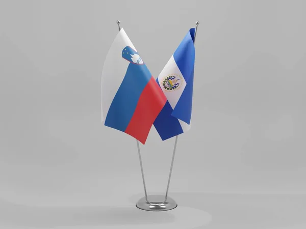 Сальвадор Словения Флаги Сотрудничества Белый Фон Рендер — стоковое фото