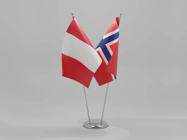 Noruega Banderas Cooperación Perú Fondo Blanco Render —  Fotos de Stock