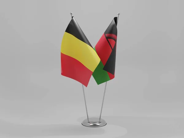 Malawi Belgia Flagi Współpracy Białe Tło Render — Zdjęcie stockowe