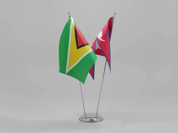 Nepal Banderas Cooperación Guyana Fondo Blanco Render —  Fotos de Stock