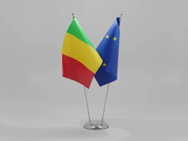 Unión Europea Banderas Cooperación Malí Fondo Blanco Render — Foto de Stock