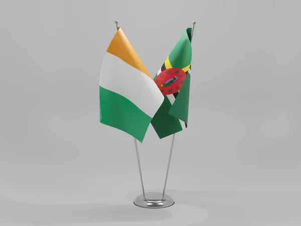 Dominica Cote Ivoire Flaggen Weißer Hintergrund Render — Stockfoto