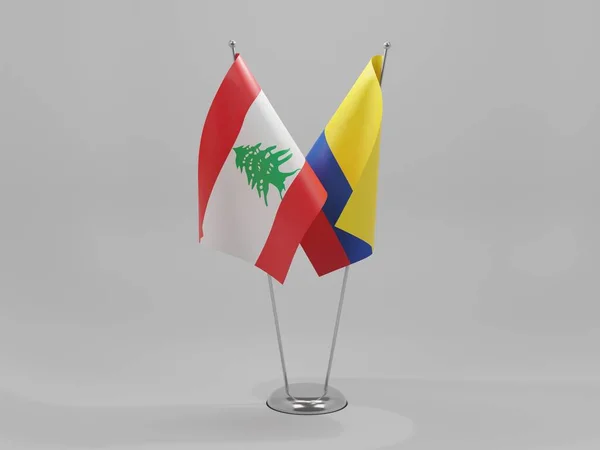 Colombia Banderas Cooperación Del Líbano Fondo Blanco Render — Foto de Stock