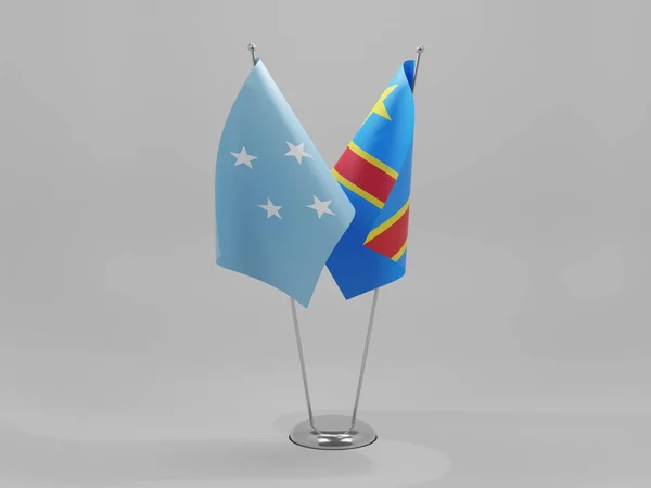 Repubblica Democratica Del Congo Bandiere Cooperazione Micronesia Sfondo Bianco Render — Foto Stock
