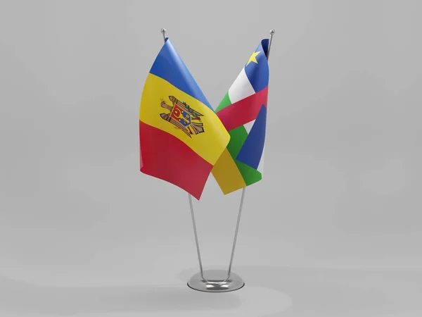 Centraal Afrikaanse Republiek Moldavië Samenwerkingsvlaggen Witte Achtergrond Render — Stockfoto