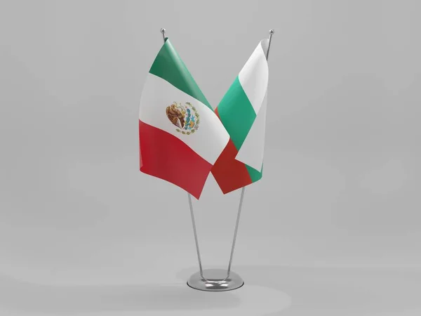Bulgaria Banderas Cooperación México Fondo Blanco Render — Foto de Stock