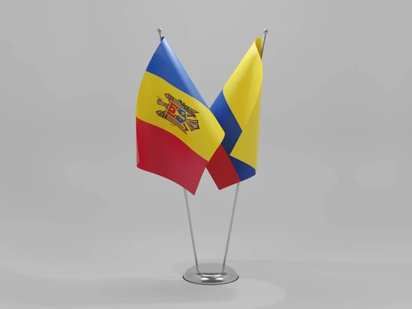 Kolumbie Moldavsko Vlajky Spolupráce Bílé Pozadí Vykreslování — Stock fotografie