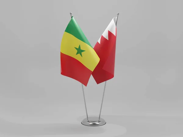 Bahrein Senegalese Samenwerkingsvlaggen Witte Achtergrond Render — Stockfoto