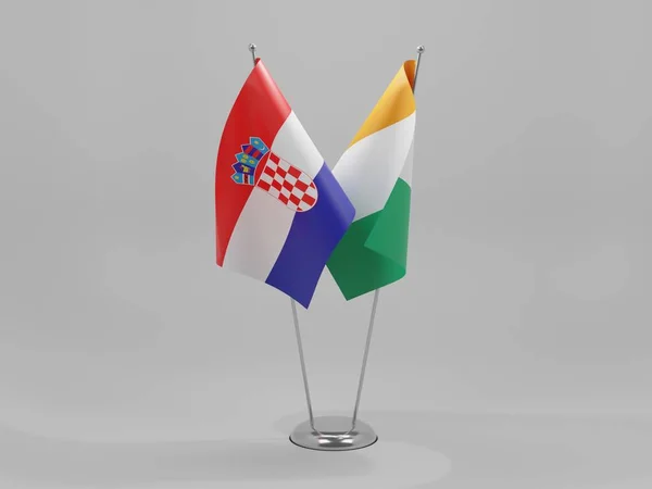 Costa Marfim Croácia Bandeiras Cooperação Fundo Branco Render — Fotografia de Stock