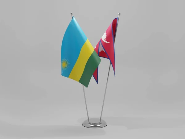 Nepal Bandeiras Cooperação Ruanda Fundo Branco Render — Fotografia de Stock