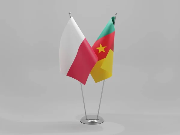 Kamerun Polen Kooperationsfahnen Weißer Hintergrund Render — Stockfoto