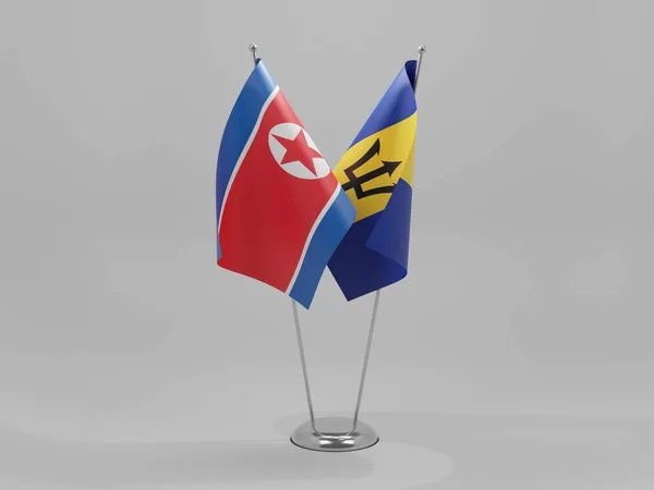 Barbados North Korea Cooperation Flags White Background Render — 스톡 사진